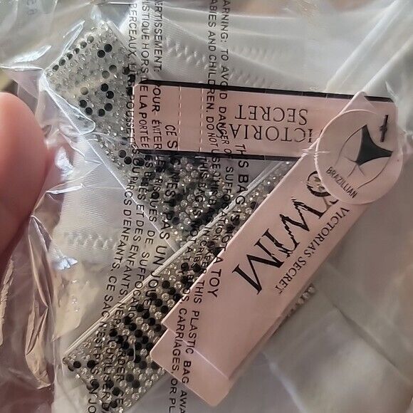 NWT Victoria's Secret SWIM RHINESTONE SHINE STRAP BRAZILIAN BIKINI BOTTOM S - Picture 3 of 4